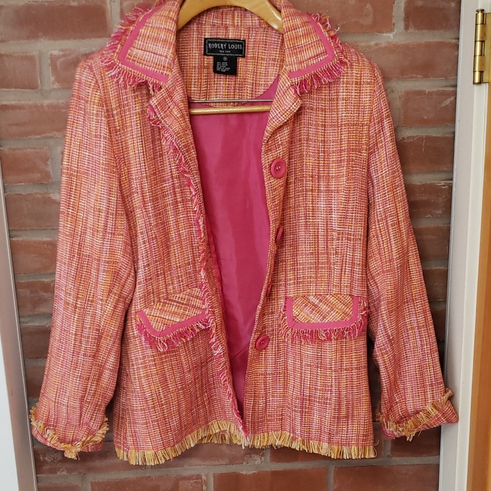 Pink and Yellow Tweed Blazer